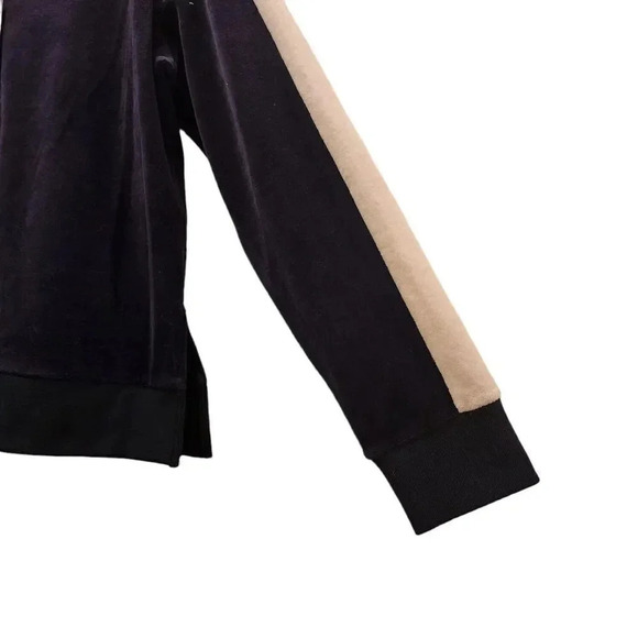 New 525 America Pullover Hoodie Navy Blue Oversized Velour Striped Sleeve Small - Picture 9 of 10